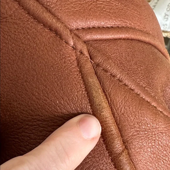 Brown Shearling Women's leather Jacket with faux fur wool - Picture 10 of 14